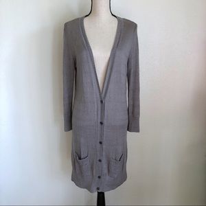 Armani Exchange-Long grey button cardigan seal